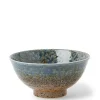 MIYA Company Aoi Nagashi Blue and Brown Ceramic Rice Bowl made in Japan available at Miya.
