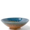MIYA Company Aoi Nagashi Blue and Brown Ceramic Serving Bowl made in Japan available at Miya.