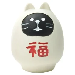 MIYA Company Black Cat Wrapped in White Daruma Costume Figurine from Decole Japan available at Miya.