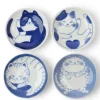 MIYA Company Blue & White Cat 3.75" Plate Set Gift Box