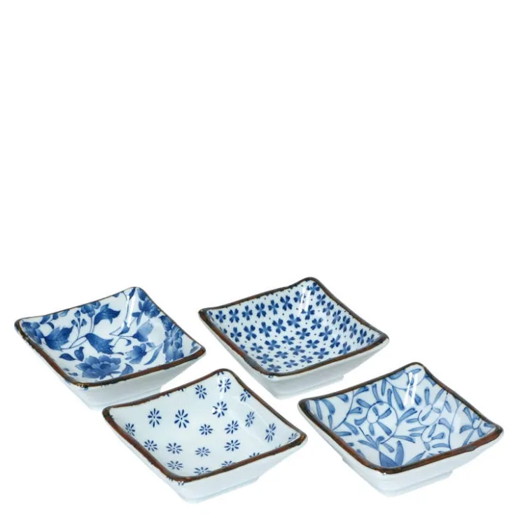 MIYA Company Blue & White 3.25" Sq. Sauce Dish Set