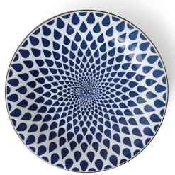MIYA Company Blue & white rain design dinner large plate made in Japan available at Miya.