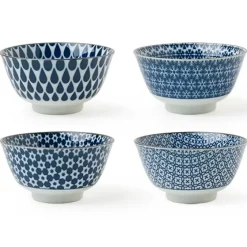 MIYA Company Blue and white ceramic bowl set of 4 made in Japan available at Miya!