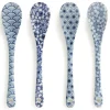 MIYA Company Blue and White Japanese Pattern Dessert Spoon Set Available at Miya.