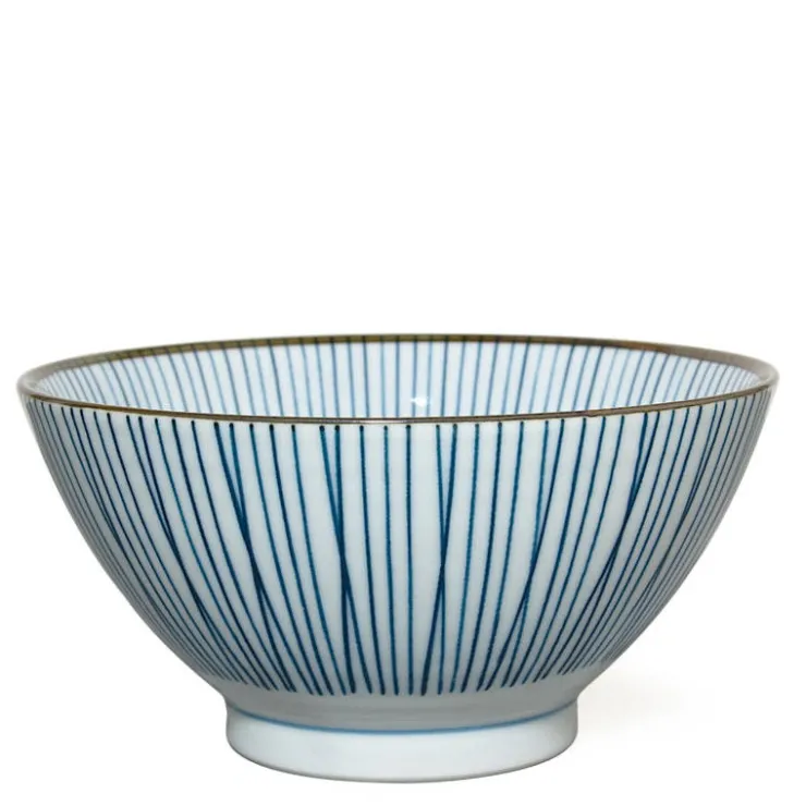 MIYA Company Blue and White Sensuji Lines 7" Ramen Noodle Bowl from Japan at Miya.