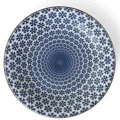 MIYA Company Blue and white snow design dinner large plate made in Japan available at Miya.