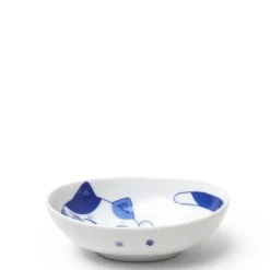 MIYA Company Blue Cats 5" x 3.75" Oval Bowl