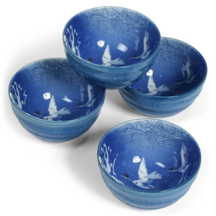 MIYA Company Blue Cranes Bowl Set at Miya