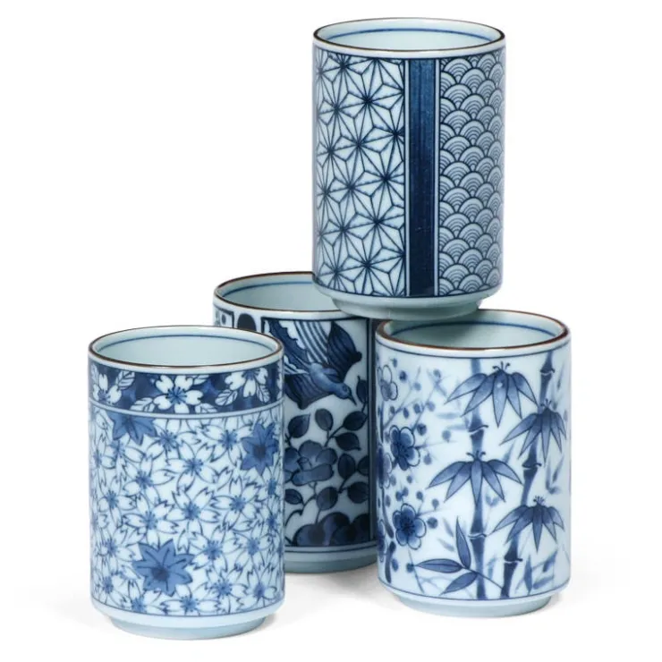 MIYA Company Blue Patterns 8 Oz. Teacup Set