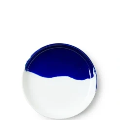 MIYA Company Blue Splash Design on a Ceramic Plate Made in Japan.
