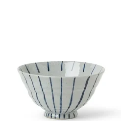 MIYA Company Blue Stripe Ceramic Rice Bowl Made in Japan.