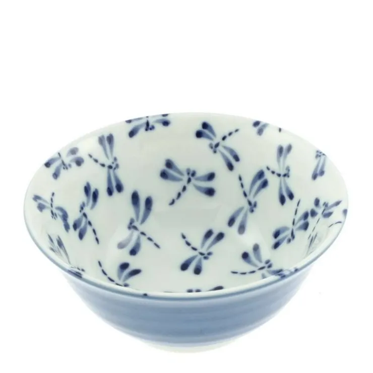 MIYA Company Bowl Blue & White Dragonfly 6"