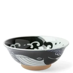 MIYA Company Bowl Blue Whale Waves 8"