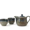 MIYA Company Brown & Blue Glaze Tea Set at Miya