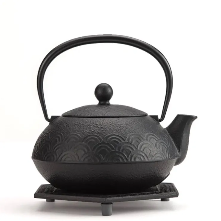 MIYA Company Cast Iron Black Wave Tea Set