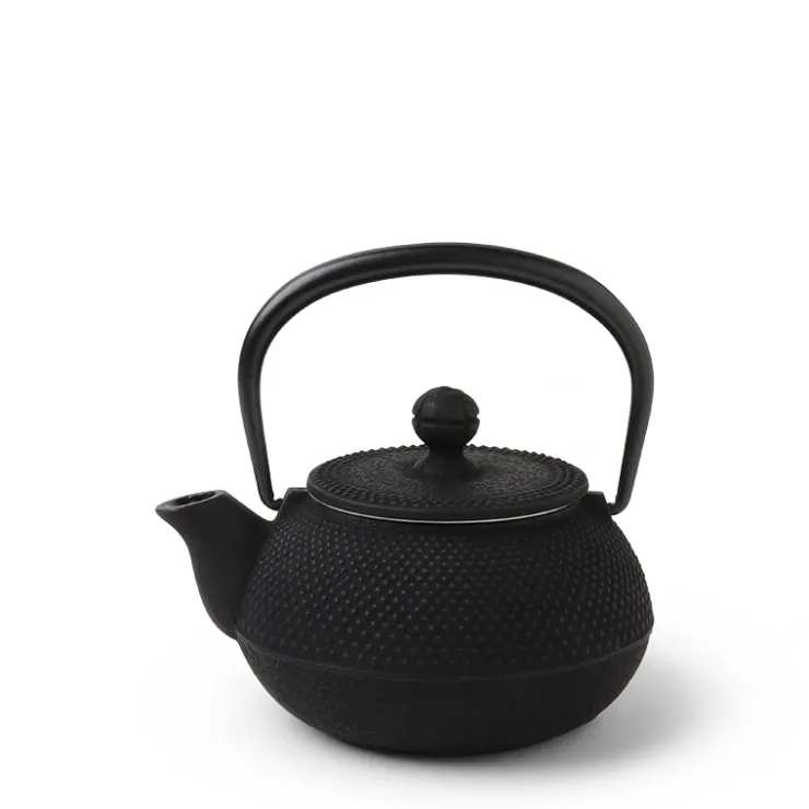 MIYA Company Cast Iron Teapot Black Hobnail 0.325L