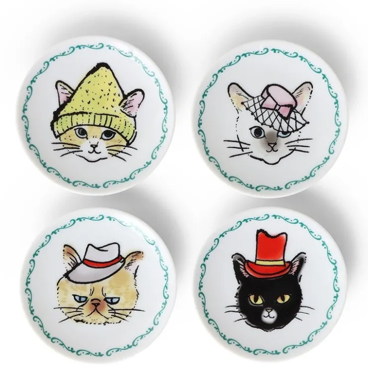 MIYA Company Cats in Hats Mini Plate Set by Jewel Japan available at Miya.
