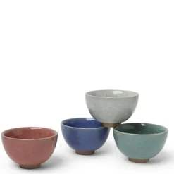 MIYA Company Crackle Design Teacup Set in Assorted Colors Made in Japan and Available at Miya.