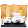 MIYA Company Figurine Dragon White Pair with Screen
