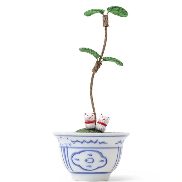 MIYA Company Figurine Potted Plant Fortune Cats