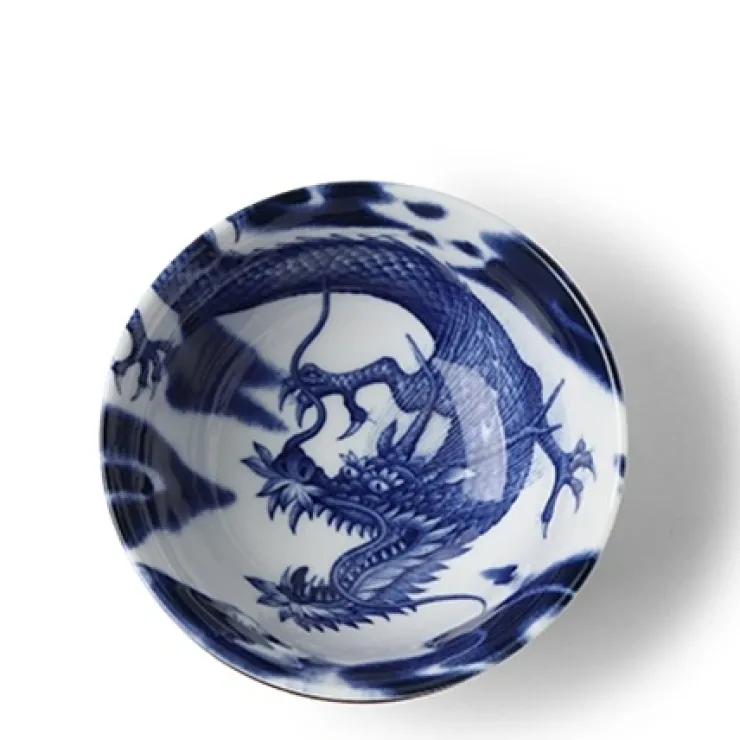 MIYA Company Flying Dragon Themed Bowls in Blue and White Mae in Japan available at Miya.