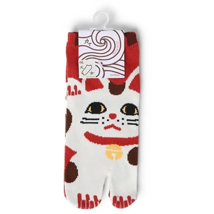 MIYA Company Fortune Cat Maneki Neko Tabi Socks Made in Japan Available at Miya.