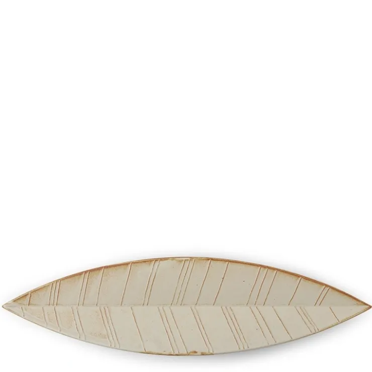 MIYA Company Hazara Leaf Plate White 14.5" x 3.75"