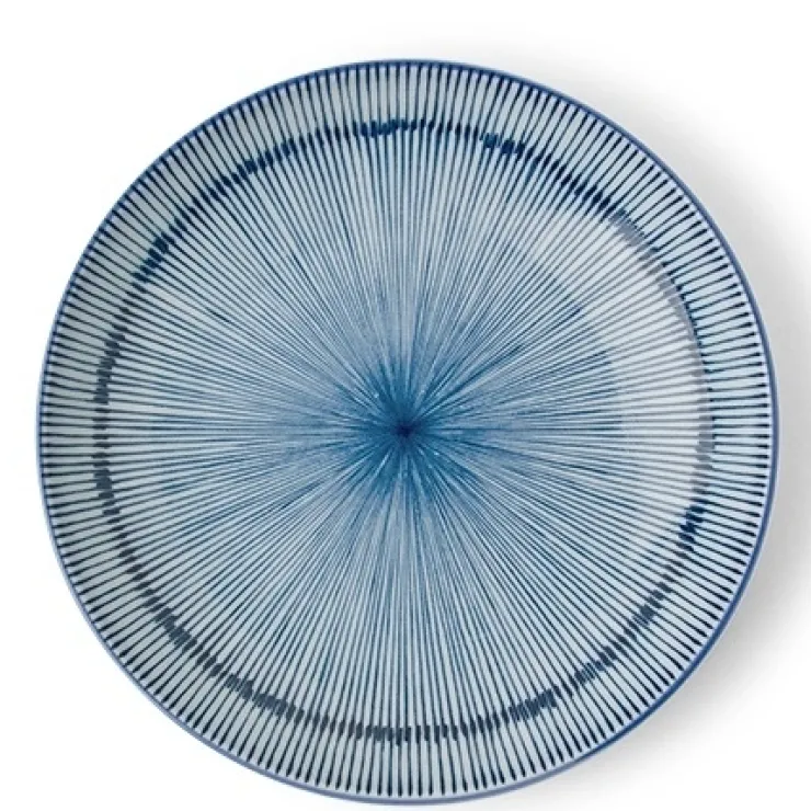 MIYA Company Hoso Tokusa Blue and White 8.75" Round Plate at Miya