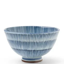 MIYA Company Hoso Tokusa Blue and White 4.25" Rice Bowl at Miya