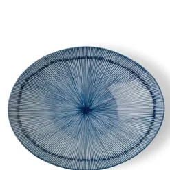 MIYA Company Hoso Tokusa Blue and White 9" x 7" Oval Bowl at Miya