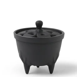 MIYA Company Incense Holder Cast Iron Black Flower Petal