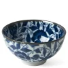 MIYA Company Koimari Botan blue and white floral 4.5" rice bowl at Miya