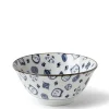MIYA Company Maneki Neko Fortune Cat Pattern Blue and White Bowl Made in Japan Available at Miya.