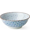 MIYA Company Monyou Blue & White Pattern Hana Kikkou 7.5" Ramen Noodle Bowl from Japan available at Miya.