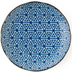 MIYA Company Monyou Blue & White Pattern Sankaku 10" Plate.