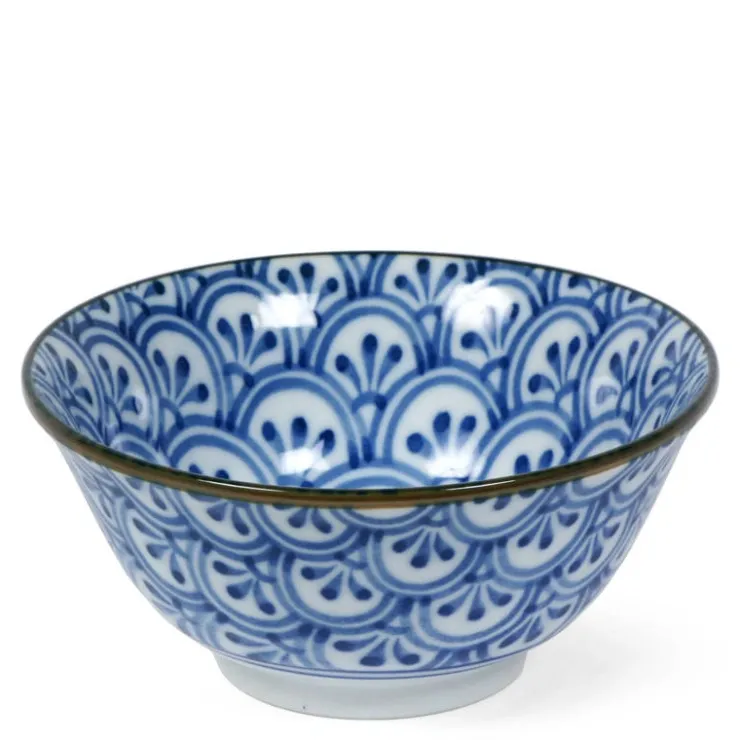 MIYA Company Monyou Hana Seigaiha blue and white pattern Arch 6" bowl