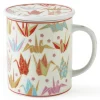 MIYA Company Pink Origami Cranes Lidded Mug
