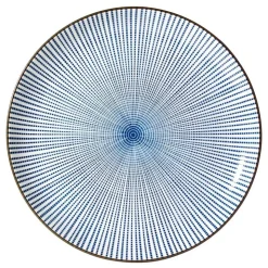 MIYA Company Radiating Blue Lines - Sendan Tokusa 10” Japanese Plate from MIYA