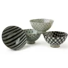 MIYA Company Retro Black & White 4.5" Rice Bowl Set