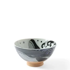 MIYA Company Rice Bowl Blue Whale Waves