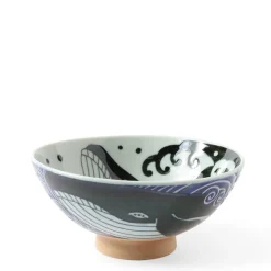 MIYA Company Rice Bowl Blue Whale Waves (XL) 5-3/4"