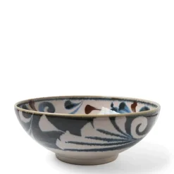 MIYA Company Rustic Blue Vines 8.5" Shallow Bowl
