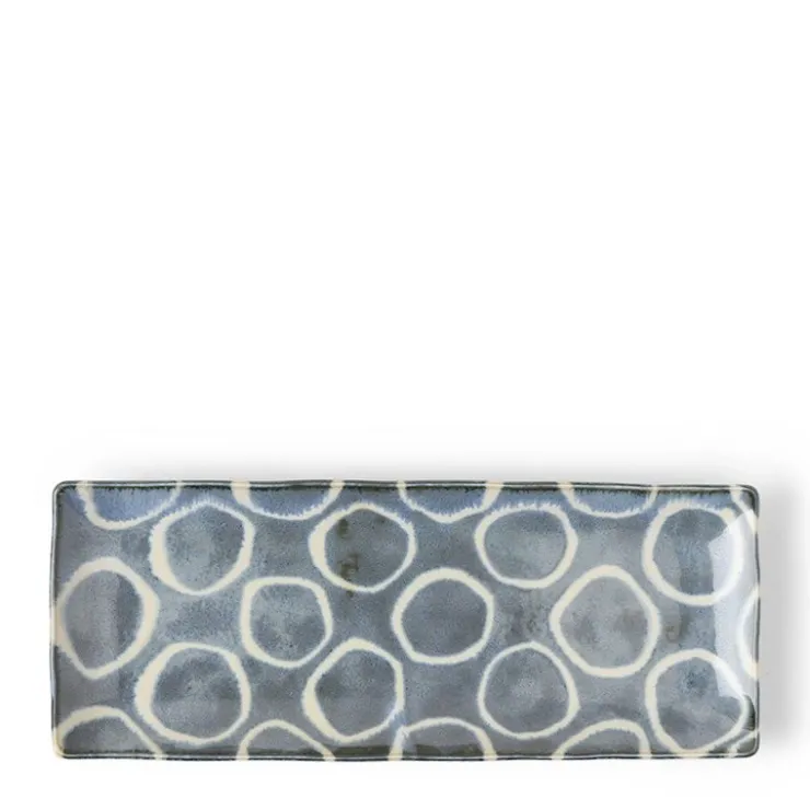 MIYA Company Rustic White Circles Rectangle Plate