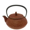 MIYA Company Teapot Cast Iron Gold Cranberry Pine Needles