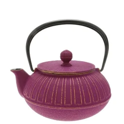MIYA Company Teapot Cast Iron Gold Purple Chrysanthemum