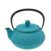 MIYA Company Teapot Cast Iron Silver Turquoise Sakura