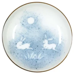 MIYA Company Tsuki Usagi Rabbit Blue and White Sauce Dish Made in Japan.