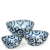 MIYA Company Uzu Karakusa Blue and White Nested Bowl Set at Miya